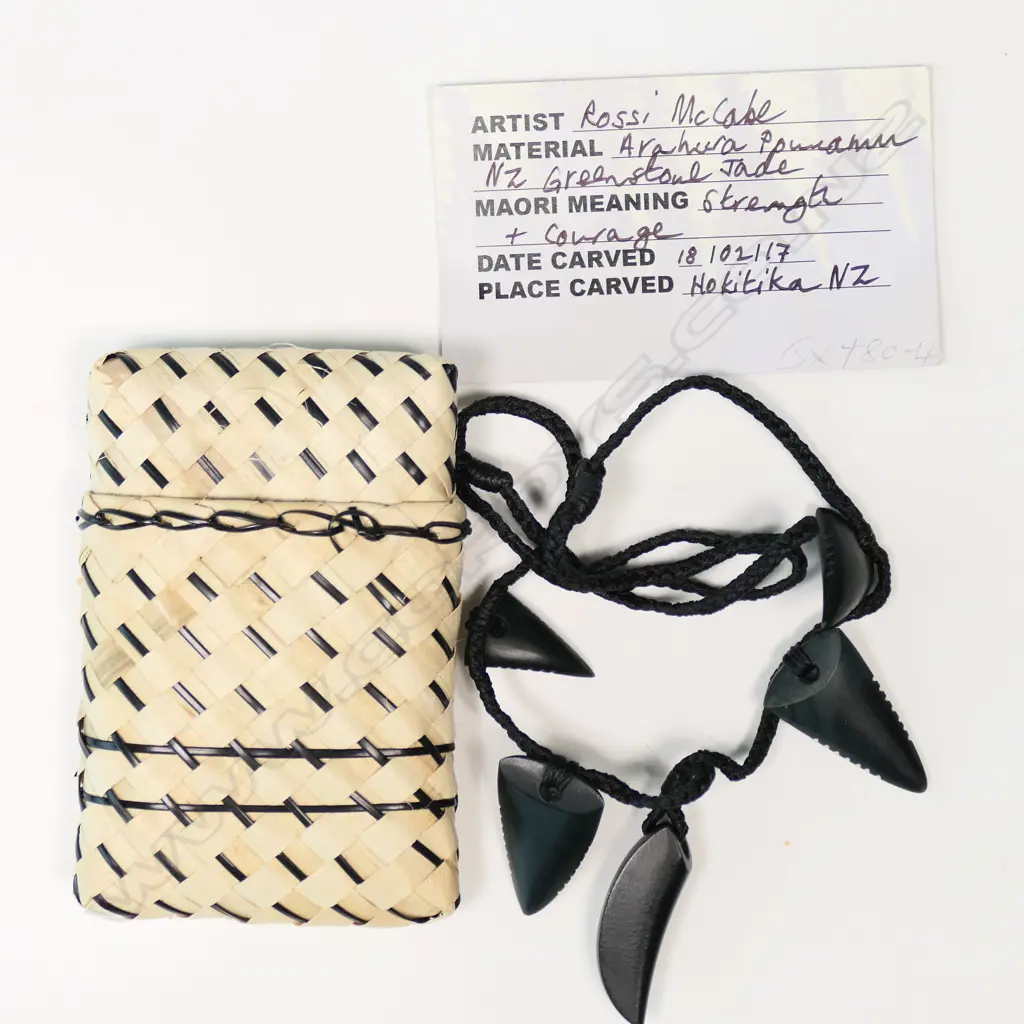Ross McCabe carved arahura pounamu five 'tooth' pendant, Image 1++